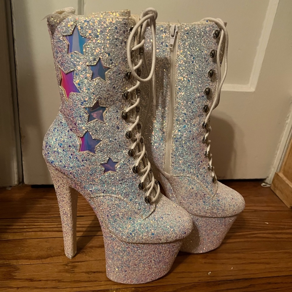 YRU Mya Star Glitter Platform Pole Shoes